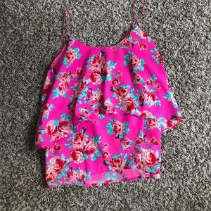 Pink floral tank top